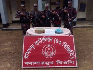 ৪৩ বিজিবির পৃথক অভিযানে গাঁজা ও সেগুন গোলকাঠ উদ্ধার