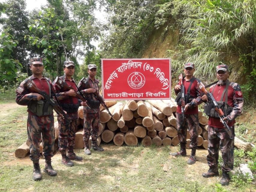 ৪৩ বিজিবির পৃথক অভিযানে গাঁজা ও সেগুন গোলকাঠ উদ্ধার