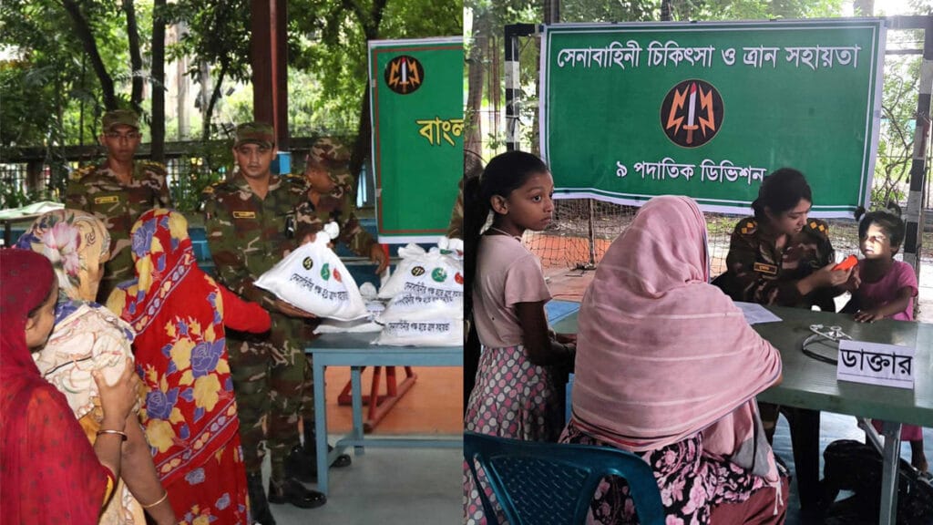 ঢাকাসহ বিভিন্ন স্থানে দুস্থদের মাঝে মানবিক সহায়তা দিল সেনাবাহিনী