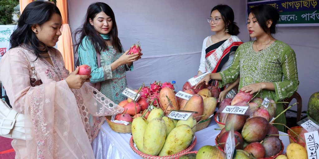 ঢাকায় পাহাড়ে উৎপাদিত ফলের বাহারি মেলা