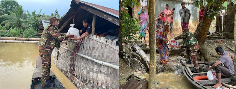 মহালছড়ি সেনা জোন কর্তৃক বন্যার্তদের মাঝে ত্রাণ বিতরণ কার্যক্রম অব্যাহত