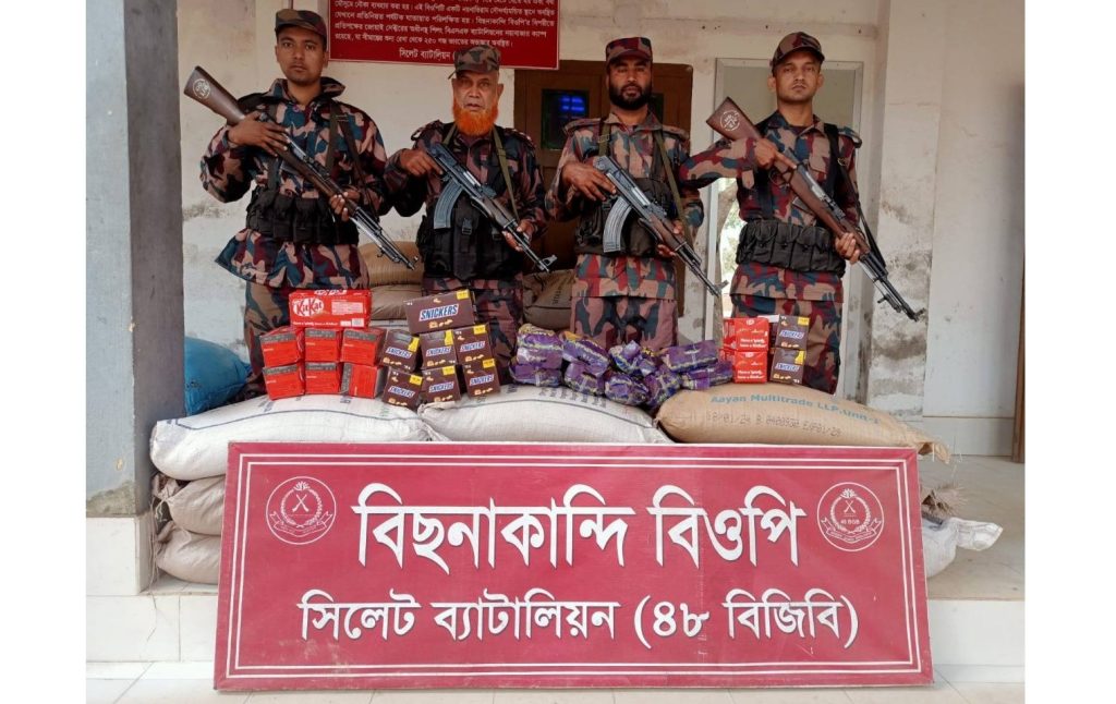 সিলেটে বিজিবির পৃথক অভিযানে ৫ কোটি টাকার ভারতীয় চোরাই পণ্য জব্দ