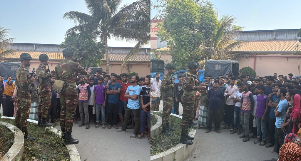 বেতন-বোনাসের দাবিতে মহাসড়ড়ে শ্রমিকরা, সেনাবাহিনীর আশ্বাসে যান চলাচল অব্যাহত