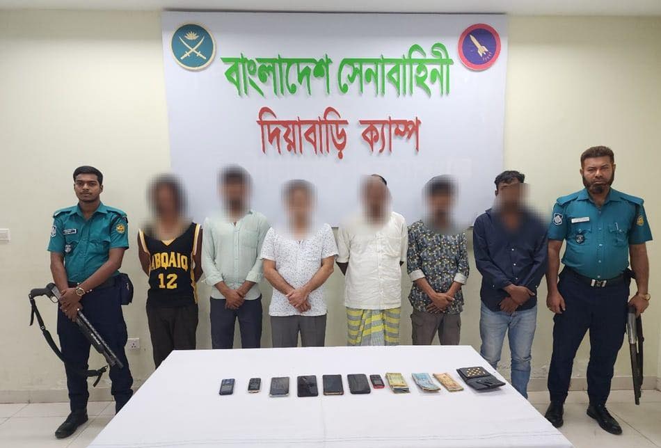 রাজধানীর খিলক্ষেত ও উত্তরায় চাঁদাবাজবিরোধী যৌথ অভিযান, গ্রেফতার ৮