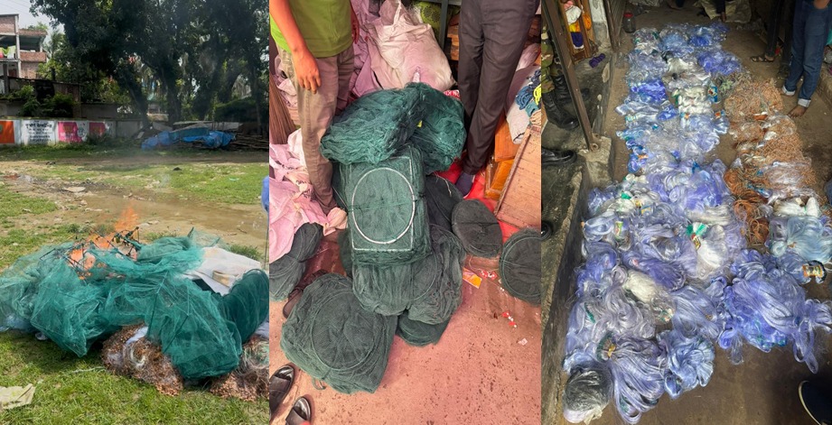 সিংড়ায় অভিযান চালিয়ে ২ লাখ টাকার নিষিদ্ধ কারেন্ট জাল জব্দ ও ধ্বংস করল সেনাবাহিনী