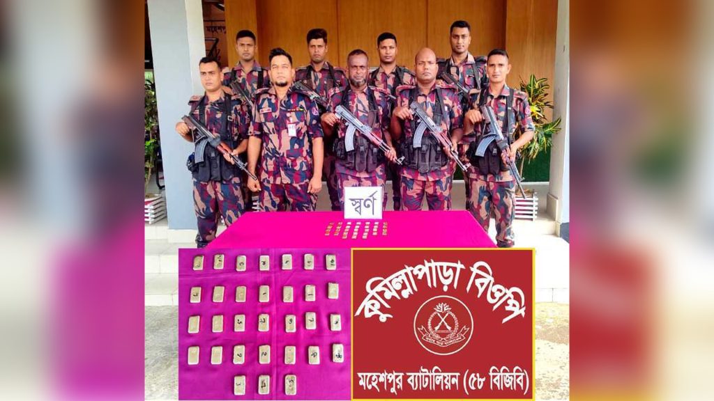 মহেশপুর সীমান্তে ৩১টি স্বর্ণের বার উদ্ধার করল বিজিবি