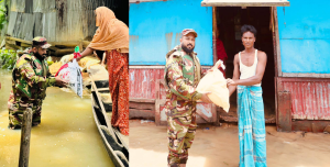 লংগদুতে বন্যাদুর্গত মানুষের মাঝে রান্না করা খাবার ও ত্রাণ সামগ্রী বিতরণ করলো সেনাবাহিনী