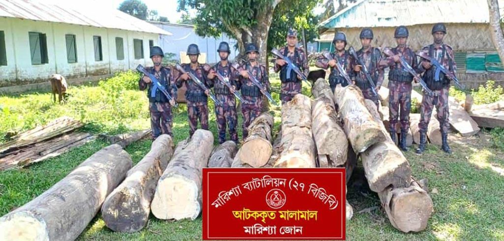 অবৈধভাবে পাচারকালে বাঘাইছড়িতে বিজিবির অভিযানে বিপুল পরিমাণ কাঠ জব্দ