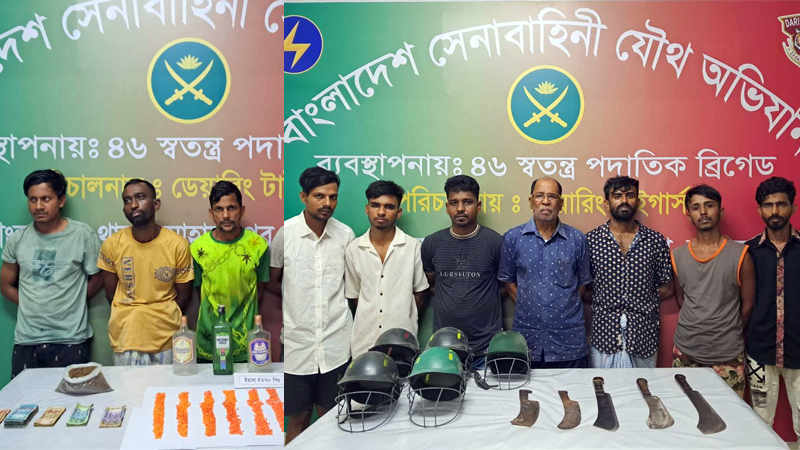 মোহাম্মদপুর জেনেভা ক্যাম্পে সেনা অভিযানে মাদক ও অস্ত্রসহ গ্রেপ্তার ১১