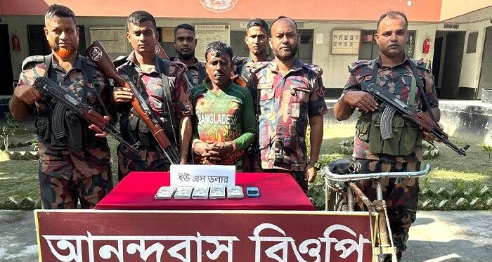 মেহেরপুর সীমান্তে ৫১ হাজার মার্কিন ডলারসহ চোরাকারবারী আটক