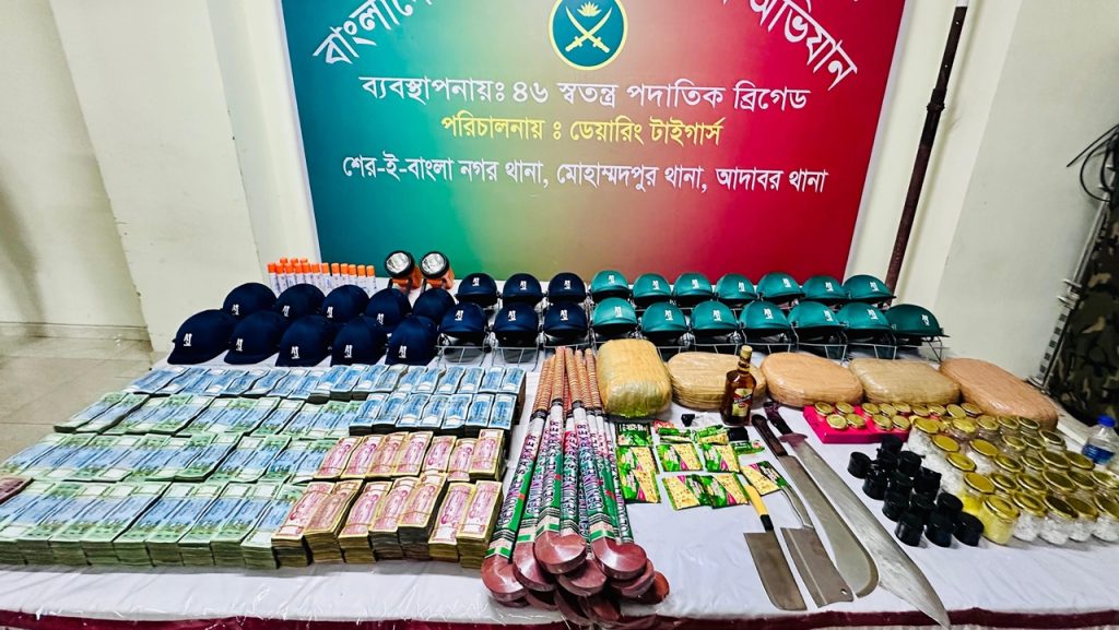 মোহাম্মদপুরে যৌথবাহিনীর অভিযান, কোটি টাকাসহ বিপুল মাদক ও অস্ত্র উদ্ধার