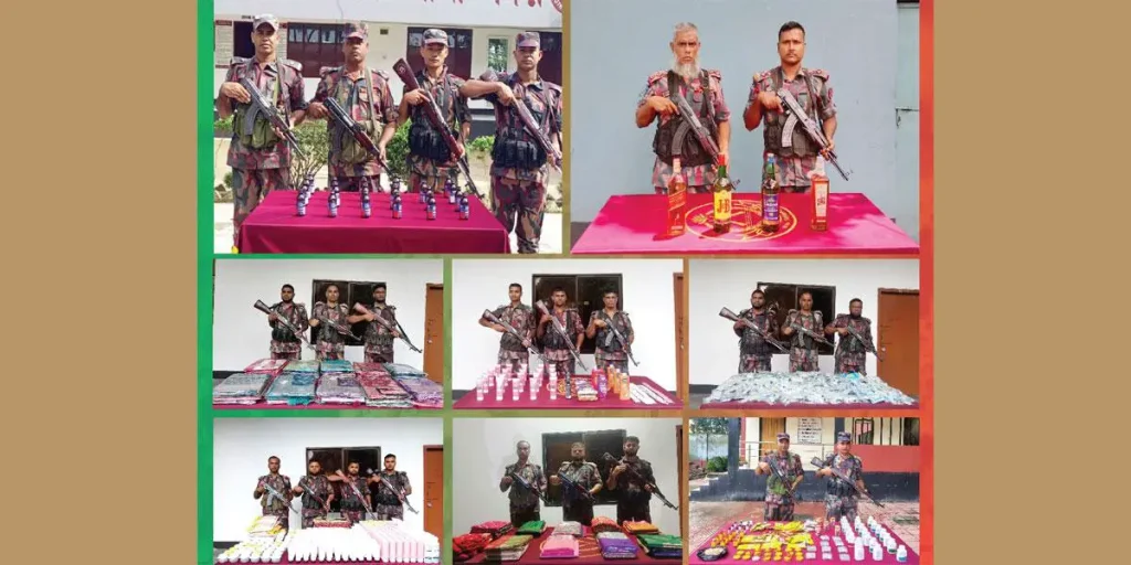 বেনাপোলে বিজিবি কর্তৃক মদসহ ২০ লাখ টাকার ভারতীয় চোরাইপণ্য জব্দ