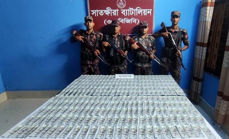 ভারতে পাচারকালে সাতক্ষীরা সীমান্তে ৩০ হাজার মার্কিন ডলার জব্দ করল বিজিবি
