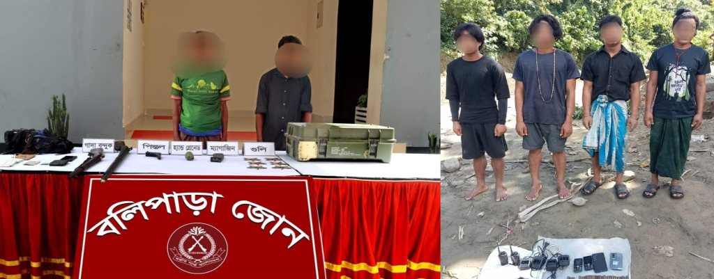 থানচি ও আলীকদমে সেনা-বিজিবির যৌথ অভিযান: অস্ত্র-গোলাবারুদ ও বিস্ফোরকসহ ৬ জন আটক