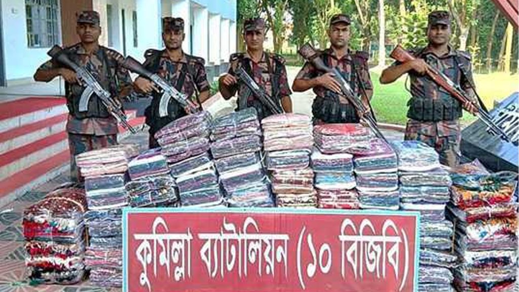 কুমিল্লায় কোটি টাকার ভারতীয় শাড়ি-মোবাইল ডিসপ্লে জব্দ
