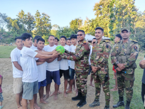 বাঘাইছড়ির ভূয়াছড়িতে সেনাবাহিনীর ব্যতিক্রমী ফুটবল টুর্নামেন্টে উৎসবের আমেজ
