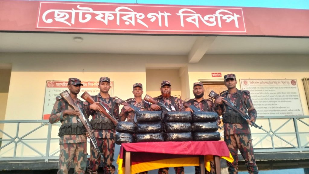মিরসরাইয়ের ছোট ফরিংগা সীমান্তে বিজিবির অভিযানে ৪০ কেজি গাঁজা আটক