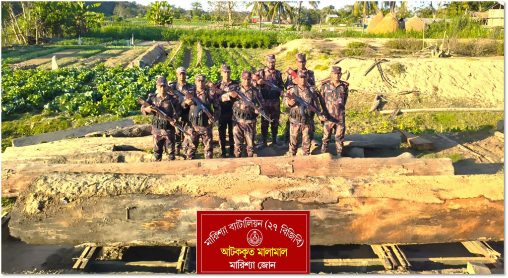 মারিশ্যায় বিজিবির সফল অভিযান: নদীর তলদেশে লুকানো চোরাই কাঠ উদ্ধার