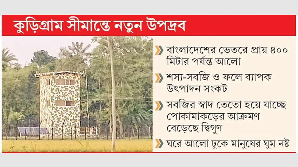 সীমান্তে বিএসএফের উচ্চক্ষমতার সার্চলাইটে বাংলাদেশের কৃষিতে সর্বনাশ