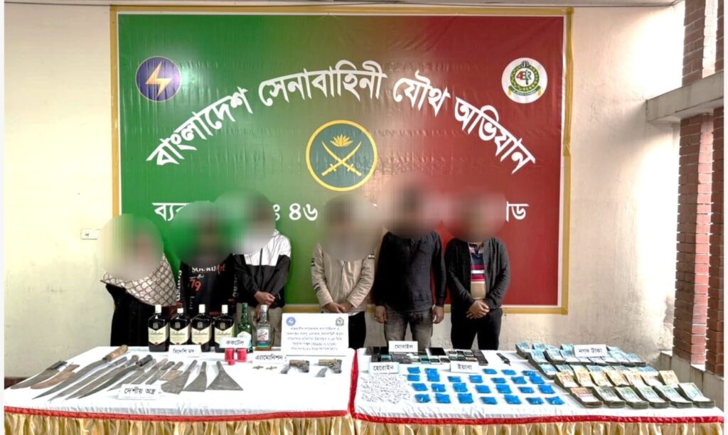এক সপ্তাহে সারাদেশে যৌথ বাহিনীর বড়সড় অভিযান: ৫০৪ জন আটক, উদ্ধার বিপুল অস্ত্র ও মাদক