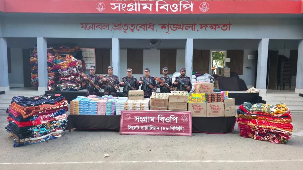 সীমান্তে অবৈধ পথে আসা ১ কোটি ৩০ লাখ টাকার ভারতীয় পণ্য জব্দ