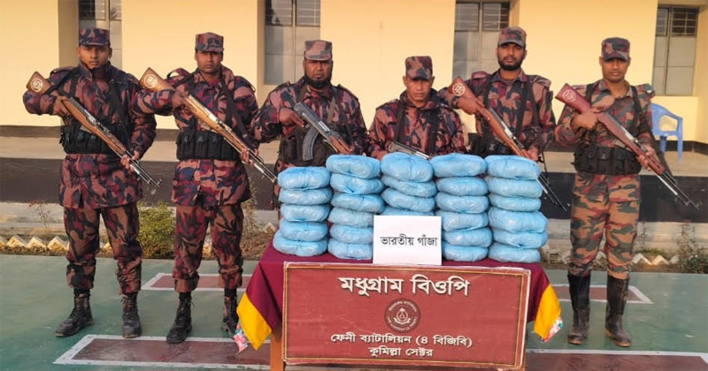 বিজিবির অভিযানে ফেনীর ছাগলনাইয়া সীমান্তে ২৯ কেজি গাঁজা উদ্ধার