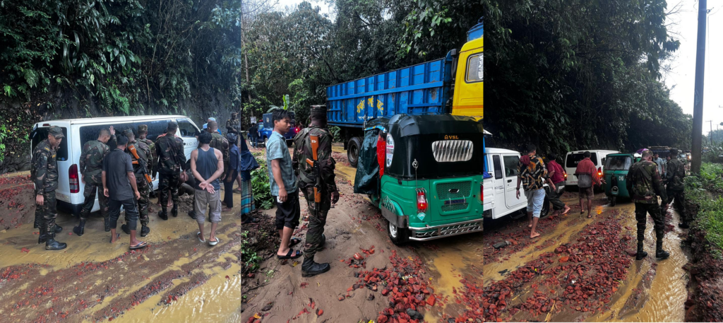 দীঘিনালায় দুর্যোগে মানবিক সহায়তা সেনাবাহিনীর, ঝুঁকি নিয়ে উদ্ধার করল আটকে পড়া মানুষ ও যানবাহন