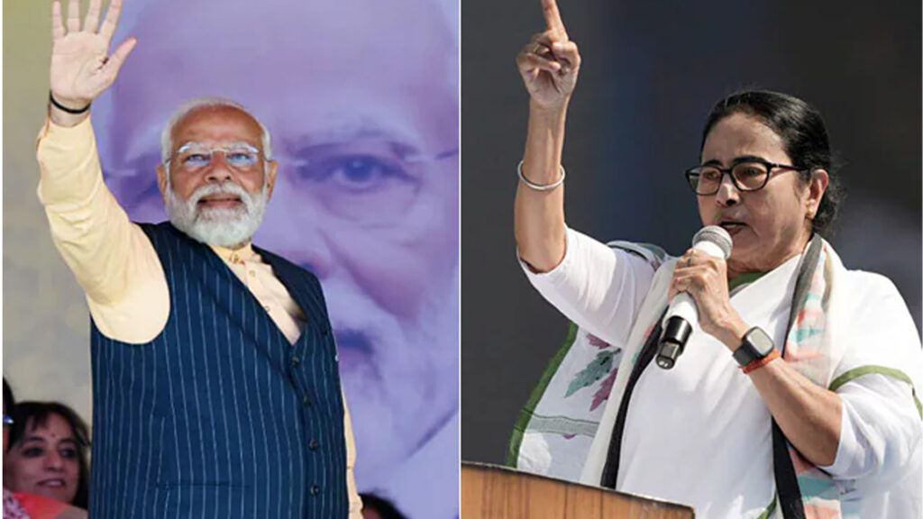পশ্চিমবঙ্গে ‘তৃণমূলের বিদায়ঘণ্টা’ বাজানোর ডাক মোদির, বিজেপিকে স্বৈরাচারী বললেন মমতা