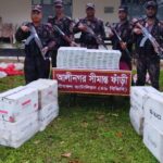 মৌলভীবাজার সীমান্তে বিজিবির অভিযানে বিপুল পরিমাণ বিদেশি সিগারেট জব্দ