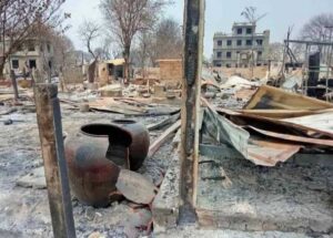 ২০২৬ সালের মার্চের শেষভাগে মান্দালে অঞ্চলের মিয়িংগ্যান টাউনশিপের নাবুয়াং গ্রামে সরকারের অভিযানের পরবর্তী পরিস্থিতি / সিজে