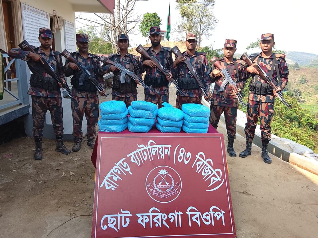ছোটফরিংগা সীমান্তে ৪৩ বিজিবির অভিযানে ১৫ কেজি গাঁজা উদ্ধার