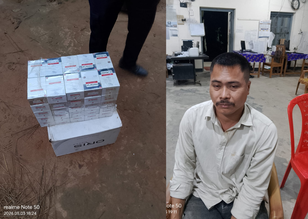 খাগড়াছড়িতে যৌথ বাহিনীর অভিযানে ১০০ কার্টন বিদেশি সিগারেটসহ আটক ১