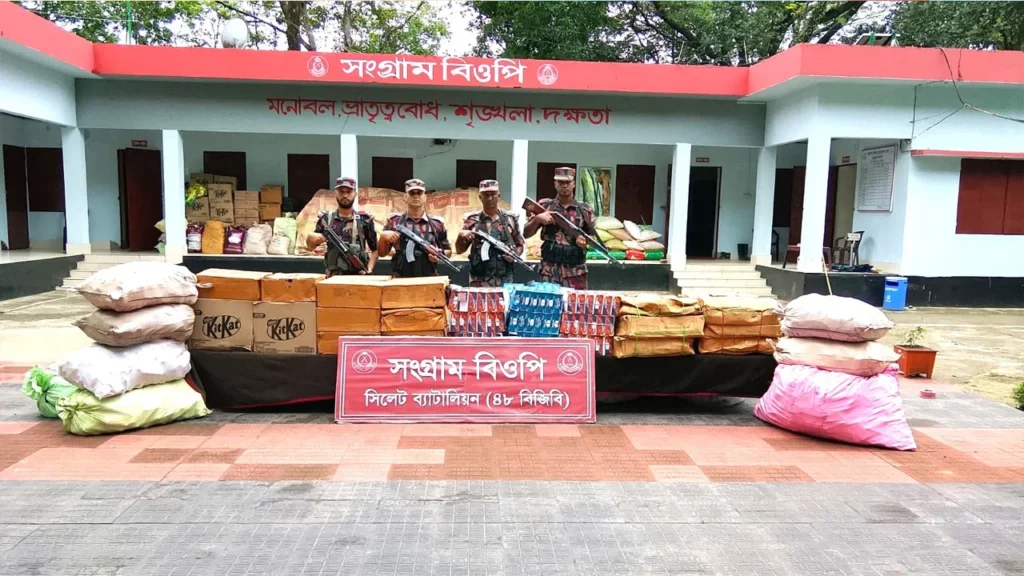 সিলেট সীমান্তে বিজিবির অভিযানে ২ কোটি টাকার চোরাই মাল জব্দ
