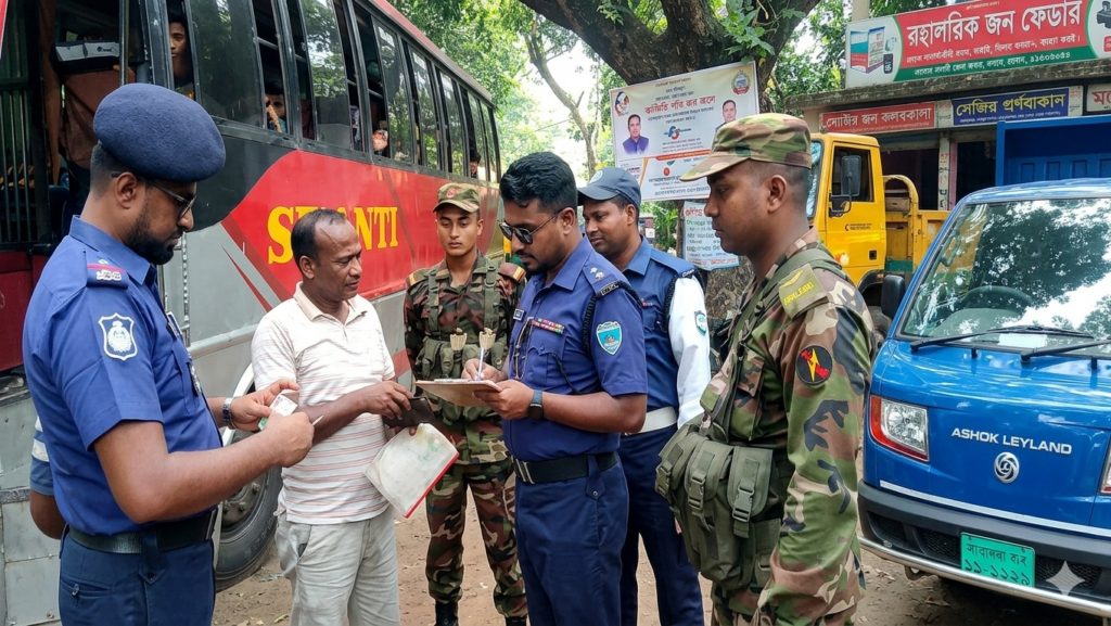 সড়কে শৃঙ্খলা ফেরাতে মাটিরাঙ্গায় যৌথ বাহিনীর অভিযান, জরিমানা ও যানবাহন জব্দ