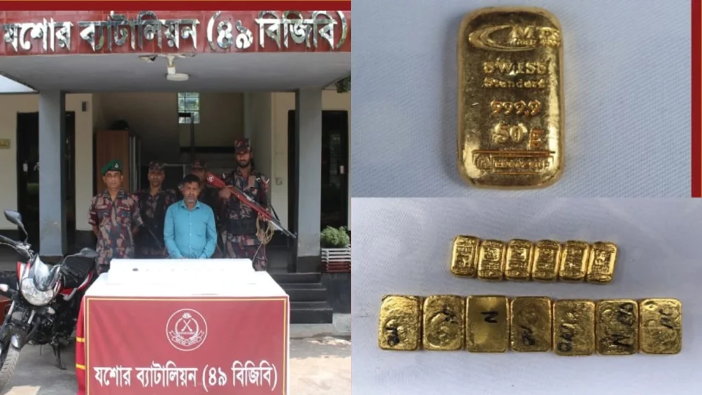 যশোরে ১ কেজির বেশি সোনা জব্দ করল বিজিবি, ‘পাচারকারী’ আটক