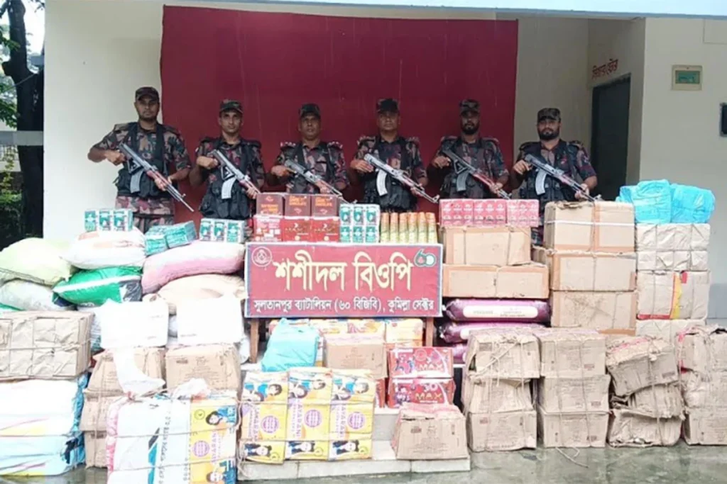 ব্রাহ্মণবাড়িয়া ও কুমিল্লা সীমান্তে বিজিবির অভিযানে ভারতীয় পণ্য জব্দ