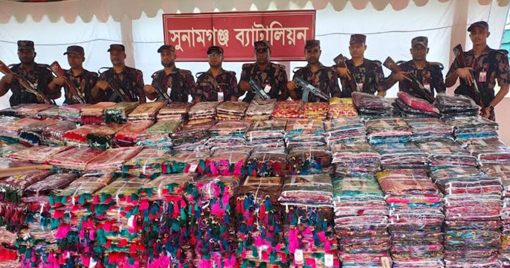 সুনামগঞ্জে সাড়ে ৩ কোটি টাকার ভারতীয় শাড়ি জব্দ