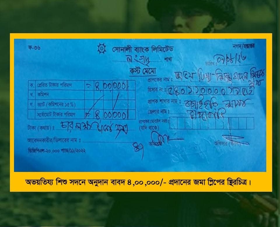 বাঘাইছড়ির অভয়তিষ্য শিশু সদনে শিশুদের পাশে বিজিবি-সেনাবাহিনী, ৪ লাখ টাকা সহায়তা