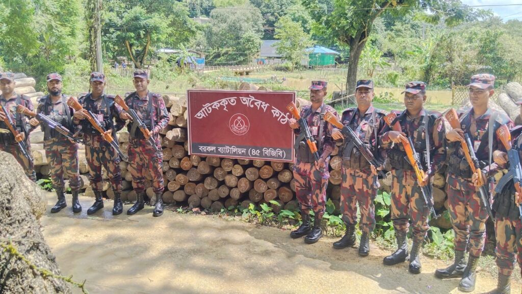 সীমান্ত সুরক্ষায় বিজিবির অভিযান, বরকলে ২৫৯ ঘনফুট অবৈধ সেগুন কাঠ জব্দ