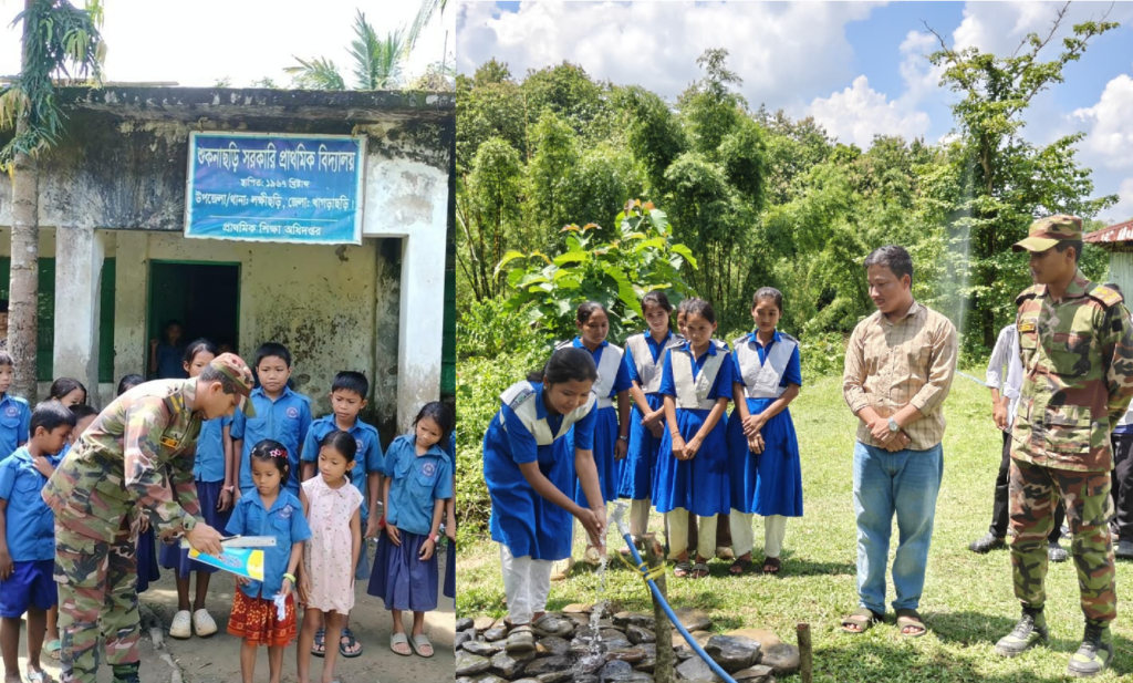 দুর্গম পাহাড়ে শিক্ষার্থীদের পাশে সেনাবাহিনী, শুকনাছড়ির দুই বিদ্যালয়ে সুপেয় পানি ও শিক্ষা উপকরণ
