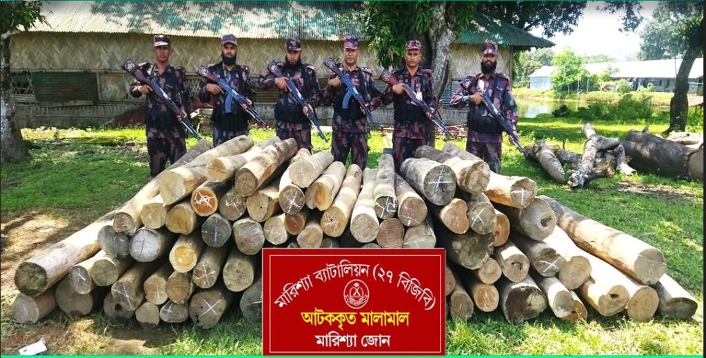 বাঘাইছড়িতে ২৭ বিজিবির অভিযানে প্রায় ১শ ঘনফুট অবৈধ কাঠ উদ্ধার