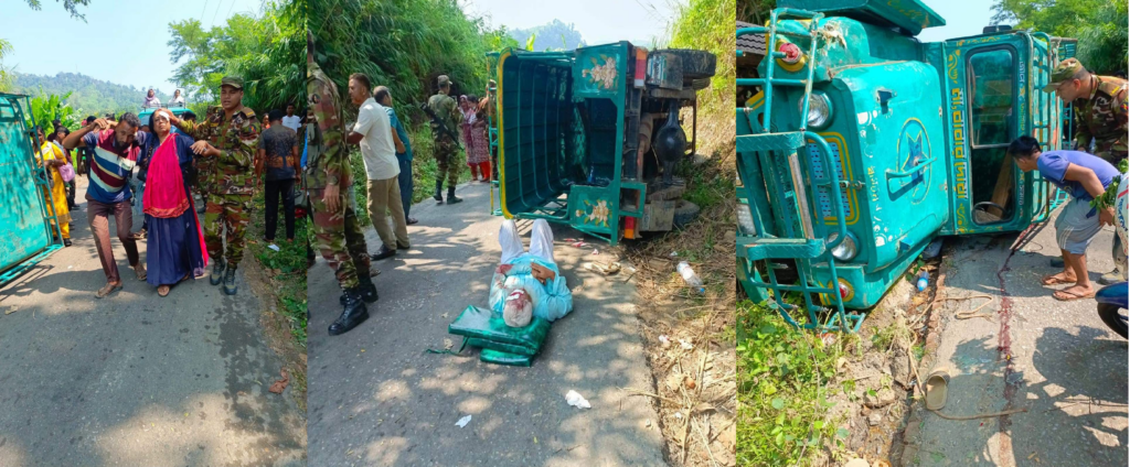 সাজেক থেকে ফেরার পথে পর্যটকবাহী গাড়ি উল্টে আহত ৭, উদ্ধার তৎপরতায় সেনাবাহিনী