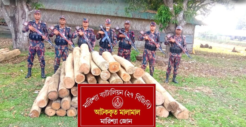 বাঘাইছড়িতে ৩ লাখ টাকার অবৈধ কাঠ উদ্ধার করেছে বিজিবি